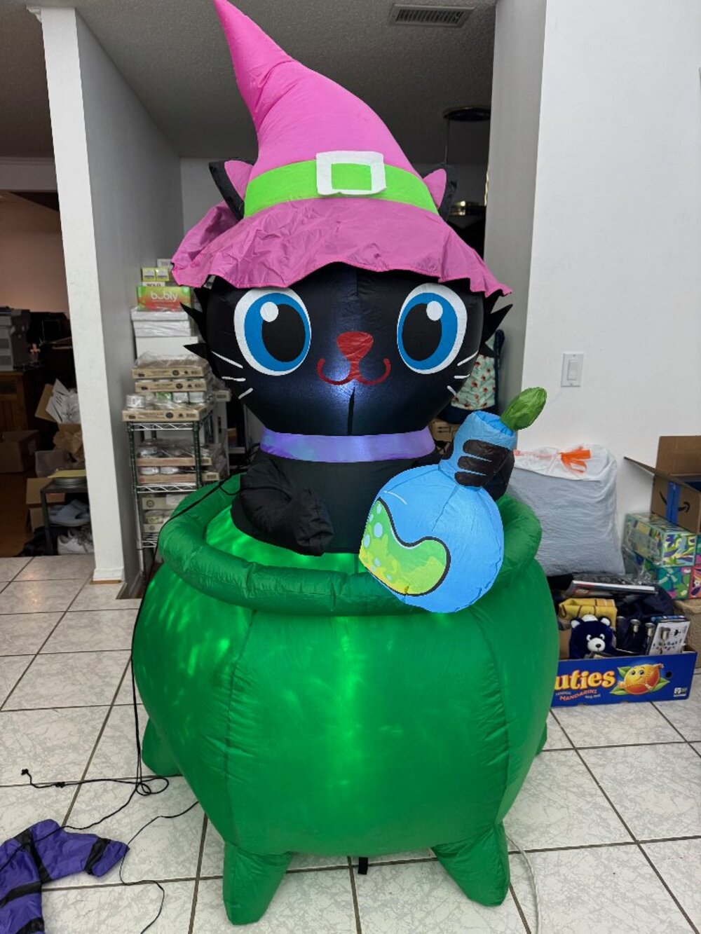 6ft GOOSH Halloween Inflatable Black Cat In A Cauldron